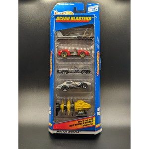 Vintage 1998 Hot Wheels Ocean Blasters 5 Car Gift Pack 1/64 Die Cast Cars Mattel